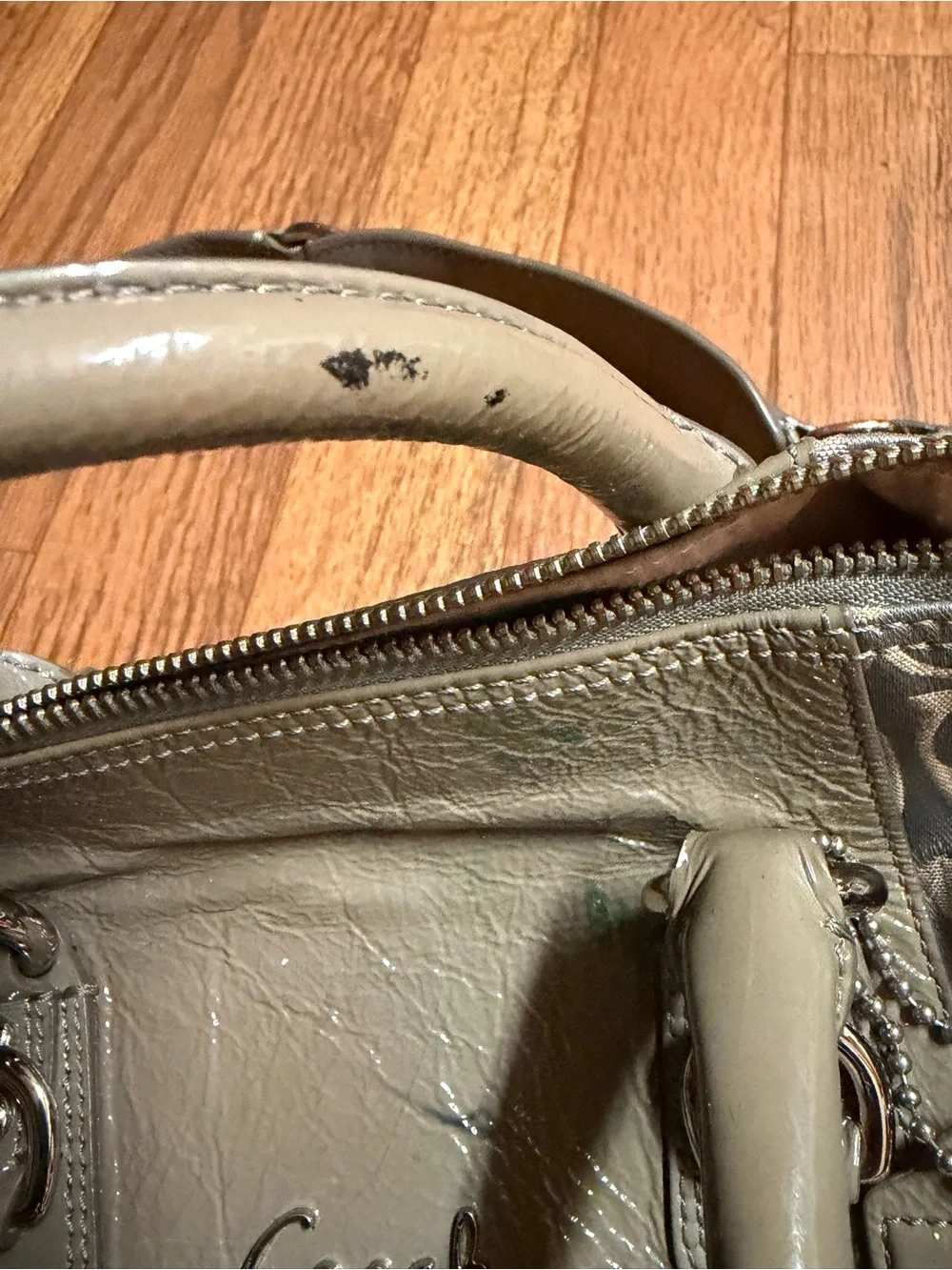 Coach Green and Gray Signature Shoulder Bag